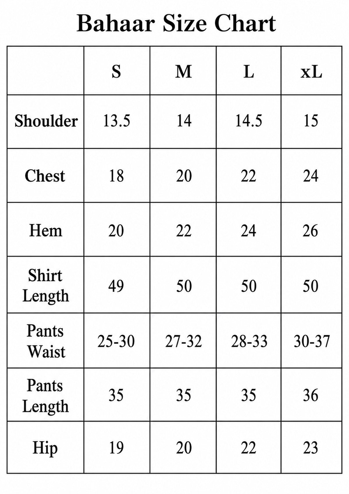 Size Chart